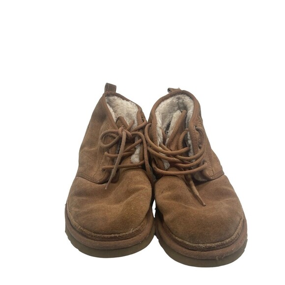 UGG Neumel Suede Womens Sz 11 Men’s Sz 9Chukka Boots Chestnut Brown Lace-Up Logo - Picture 14 of 16